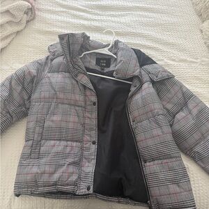 Qed London Plaid Puffer Winter Jacket